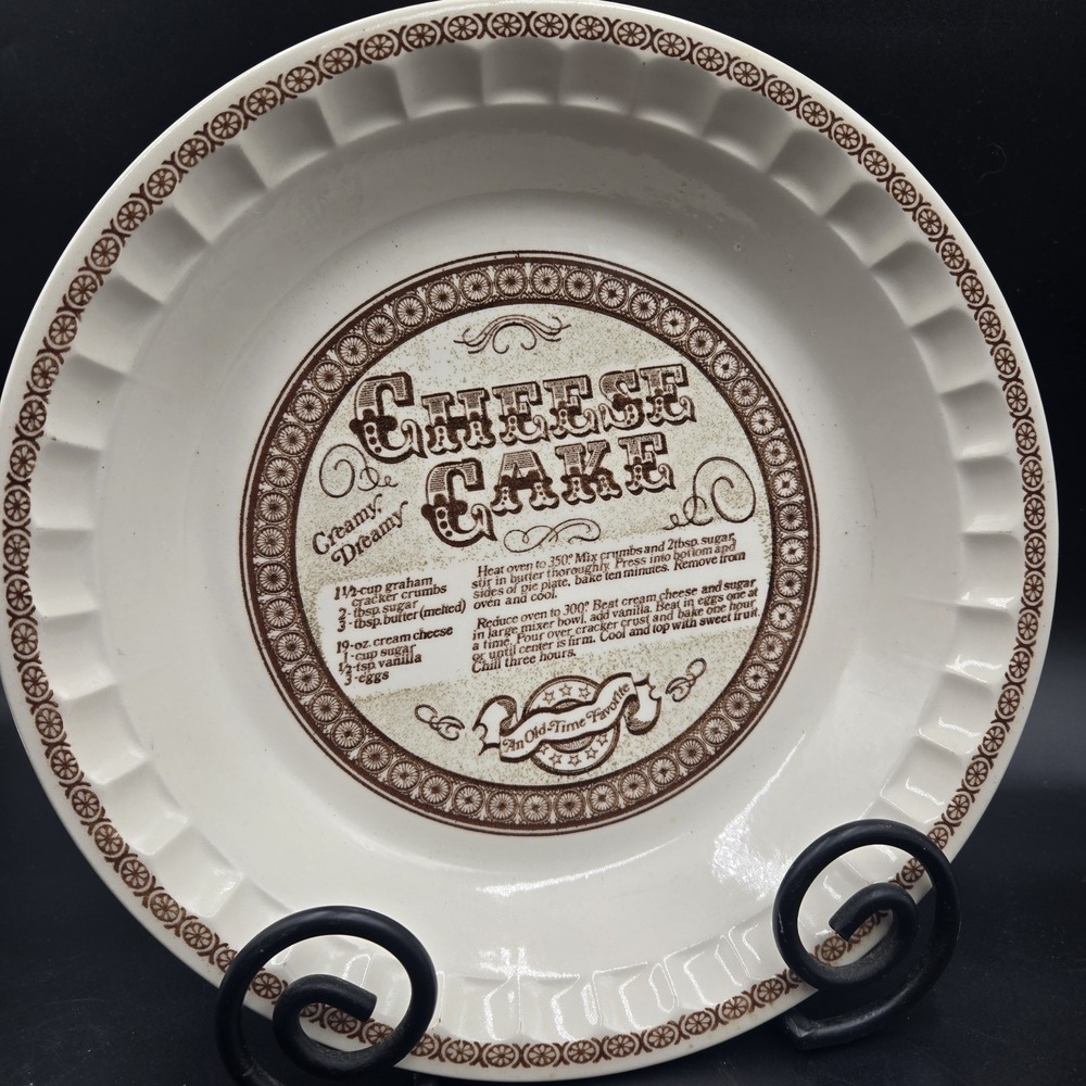 CottageCore Cheesecake Recipe Pie Plate Royal China Jeannette 11" Deep Dish US